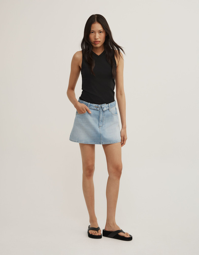 Witchery - Fold Waist Denim Mini Skirt