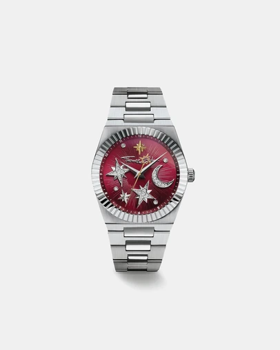 THOMAS SABO - Women's Moon and Stars Watch with Burgundy Dial