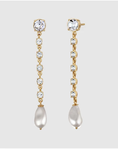 Elli Jewelry - Earring Stud Crystal Pearl 925 Sterling Silver Gold-Plated