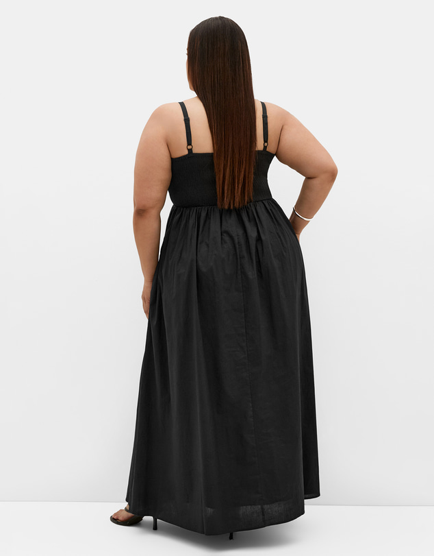 City Chic - Plus size Positano Strappy Cotton Maxi Dress - black