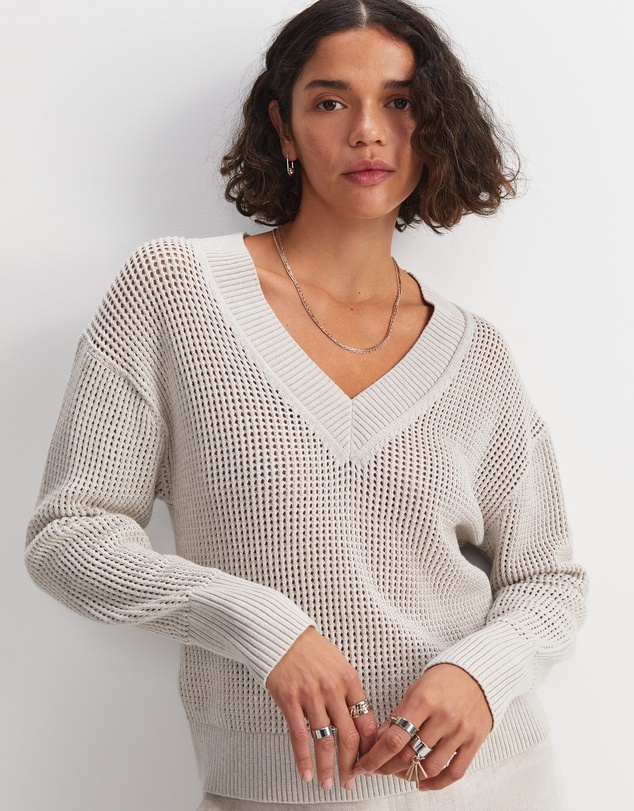 Sportscraft - Cotton Crochet V Neck Knit