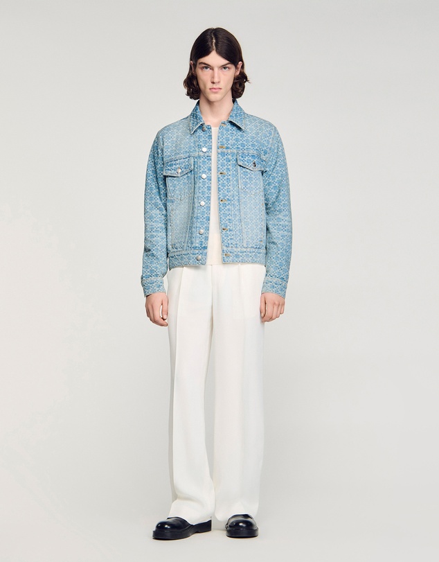 Sandro - Cross Sanded Trucker Denim Jacket