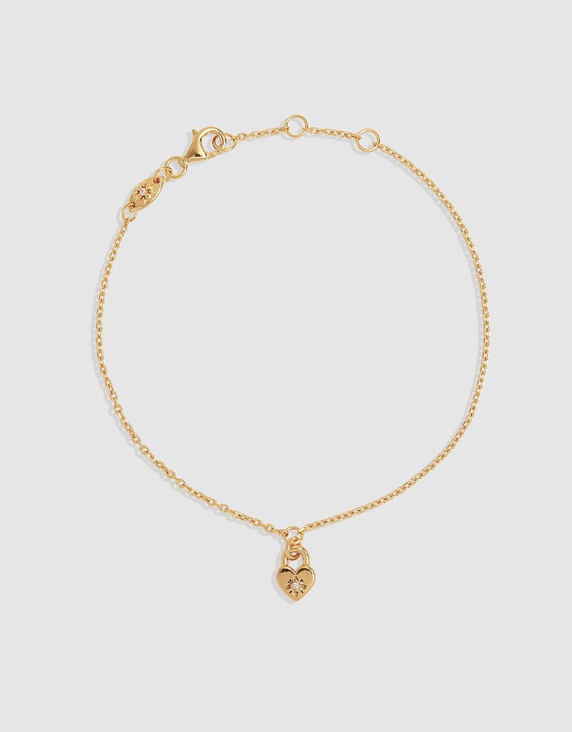 By Charlotte - Crystal Lotus Heart Padlock Bracelet