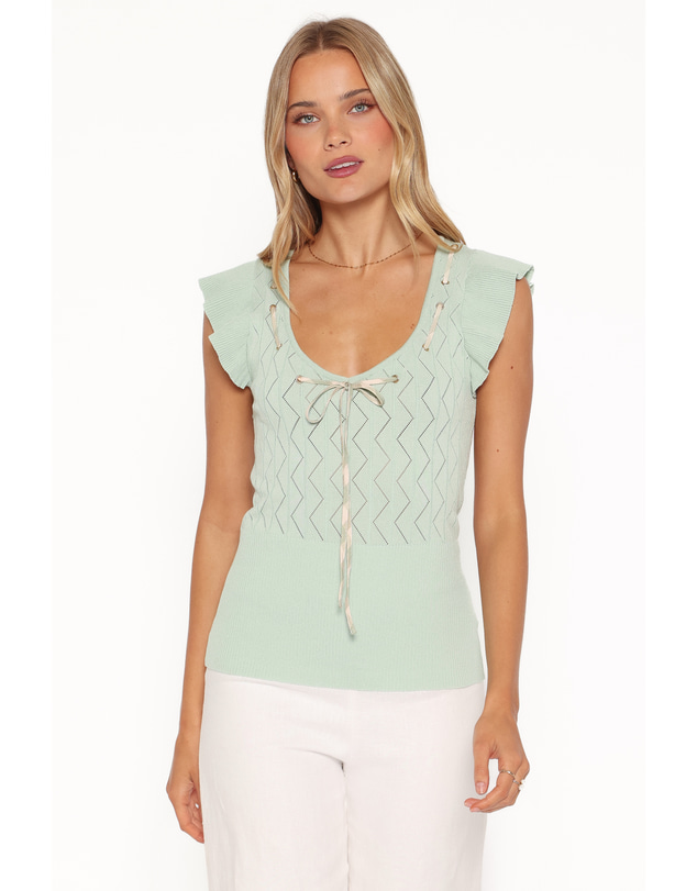 Petal & Pup - Tucker Pointelle Knit Top - Sage Green
