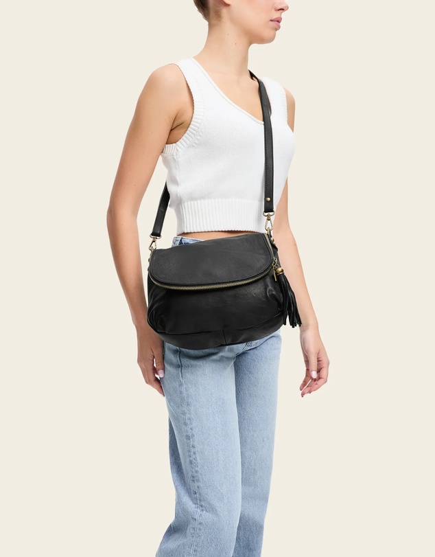 Florence - Vasarino Black Leather Crossbody Bag