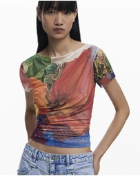 Desigual - Draped chiffon T-shirt