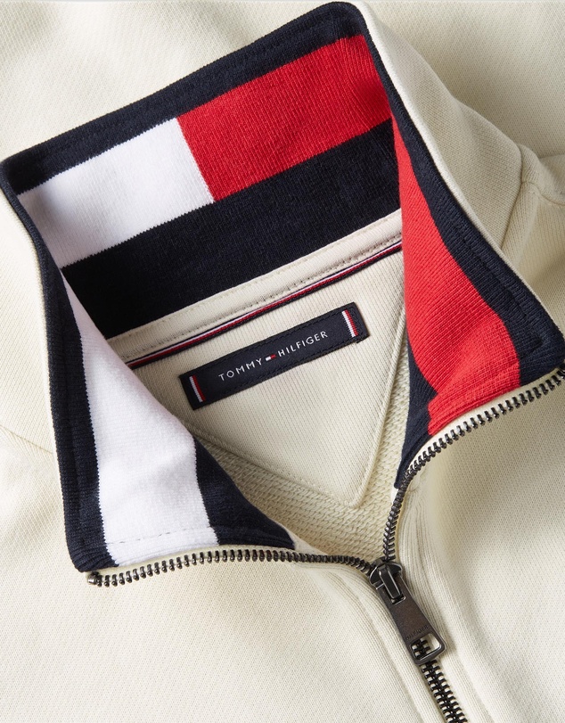 Tommy Hilfiger - Colour-Blocked Collar Terry Half-Zip Jumper
