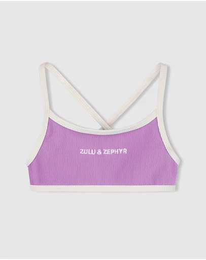 Zulu & Zephyr Mini - Mini Stripe Logo Bikini Top - Kids-Teens