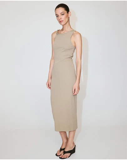 M.N.G - Cotton Dress with Draped Strap Detail