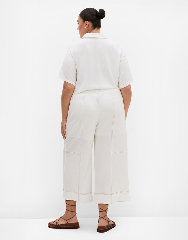 City Chic - Plus size Tia Stitch Detail Crop Pant - ivory
