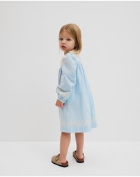 Country Road - Long Sleeve Embroidered Smock Dress