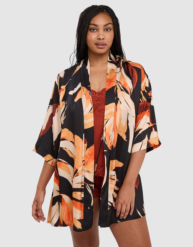 Sans Complexe - Pure Chic Floral Print Short Viscose Satin Robe