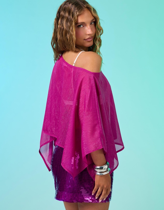 Dazie - Arielle Lurex Chiffon Cape