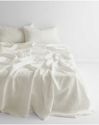 Aura Home - Evie Stonewash Organic Cotton Sheet Set in Cloud White