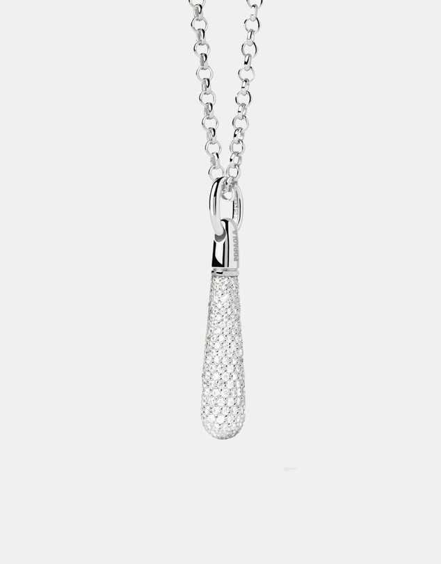 PDPAOLA - Pave Large Drop Silver Necklace