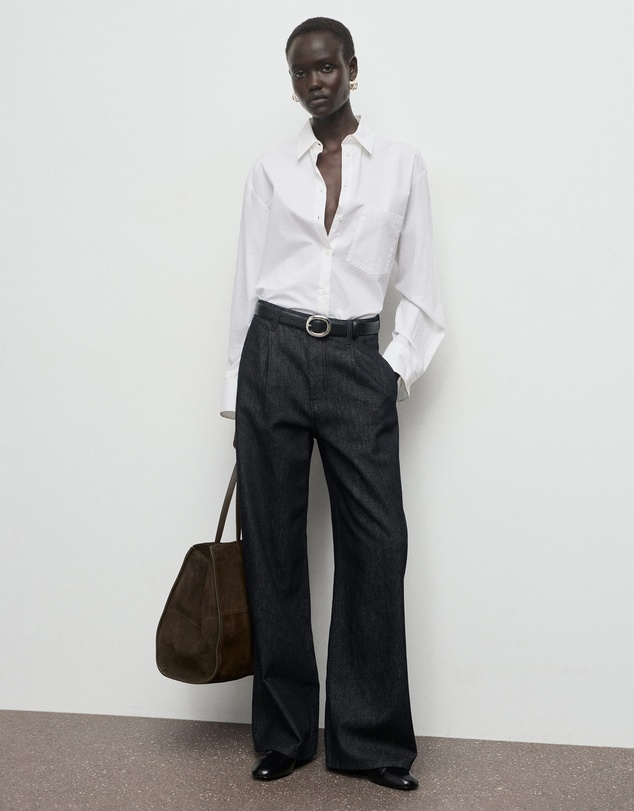 M.N.G - Wide-Leg Pleated Denim Trousers