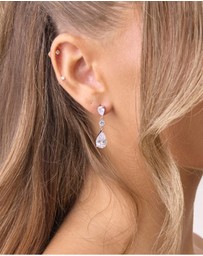 The White Collection - Rayna - Modern Silver Bridal Earrings