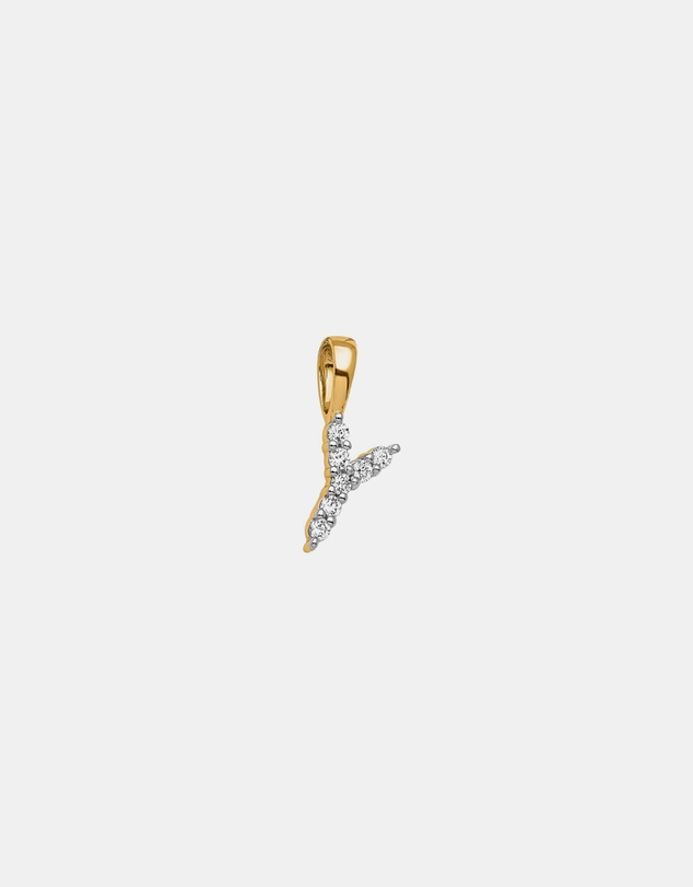 Zoe Olivia - 9K Gold Lab Grown Diamond Initial Y Pendant