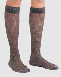 High Heel Jungle - Herringbone Lurex Knee High Socks