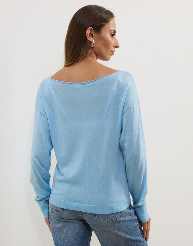 Atmos&Here - Riva Off Shoulder Fine Knit Top With Long Batwing Sleeve