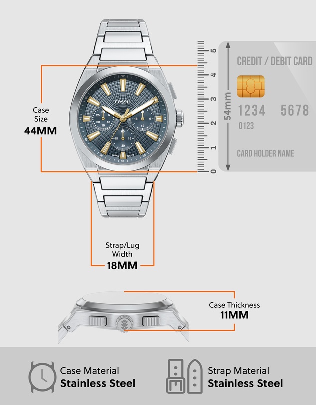 Fossil - Everett Silver Tone Chronograph Watch