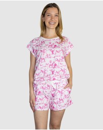 Sant And Abel - Women's Skydog Toile Pink Jersey Short PJ Set
