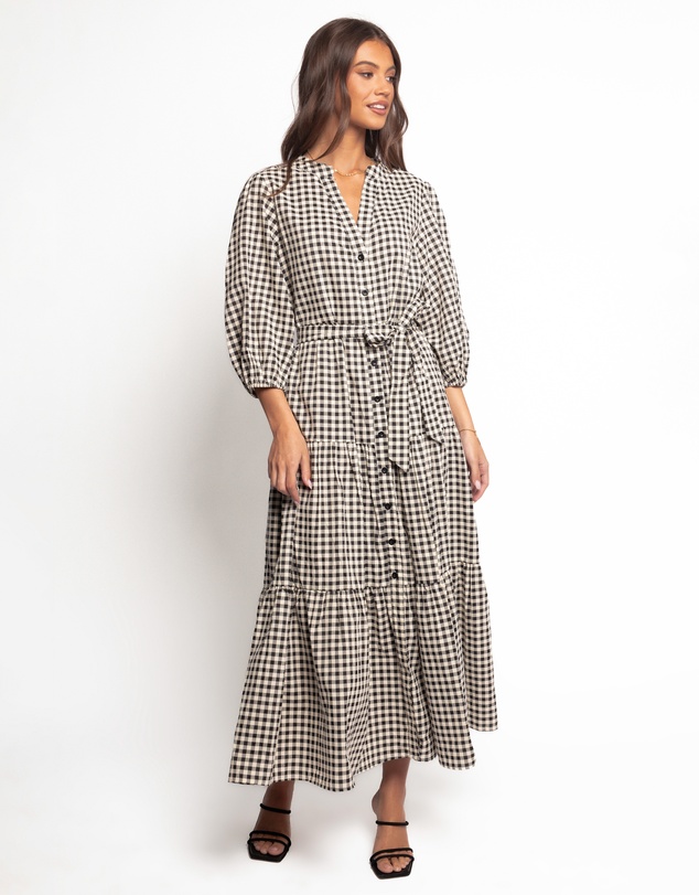 Petal & Pup - Dixon Maxi Dress - Black Cream Gingham