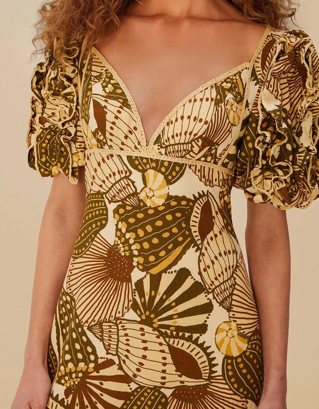 Farm Rio - Shell Mix Sand Mini Dress