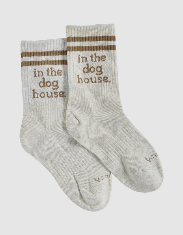 Skwosh - Dog House Kids Socks in Brown Stripe