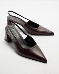Atmos&Here - Raven Leather Slingback Heels