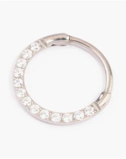 Lovisa - Titanium Cubic Zirconia Clicker Ring 8mm