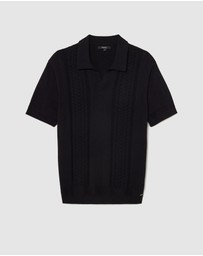 Politix - Pointelle Panelled Trophy Neck Knit