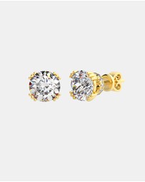 Georgini - Georgini Elegant Essentials 6.5mm Round Hidden Halo Stud Gold