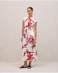Trenery - Wild Iris Twist Front Column Dress in White