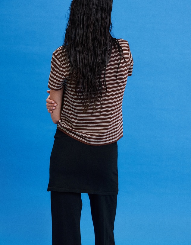 M.N.G - Short Sleeve Ribbed Sweater Top