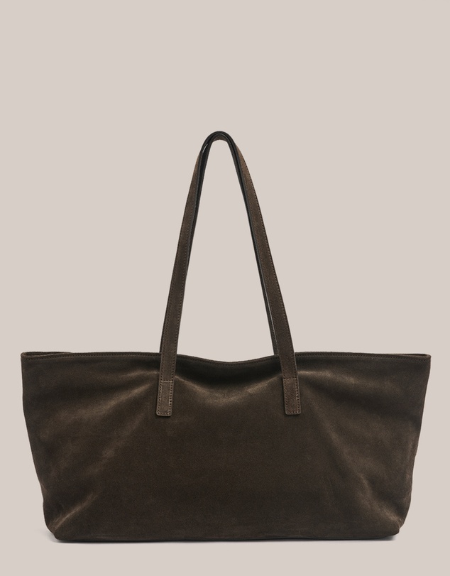 VESTIRSI - Mia Dark Chocolate Suede East West Slouchy Tote
