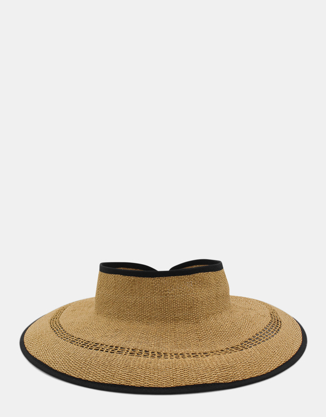 Morgan & Taylor - Tessa Woven Straw Visor in Tan Brown