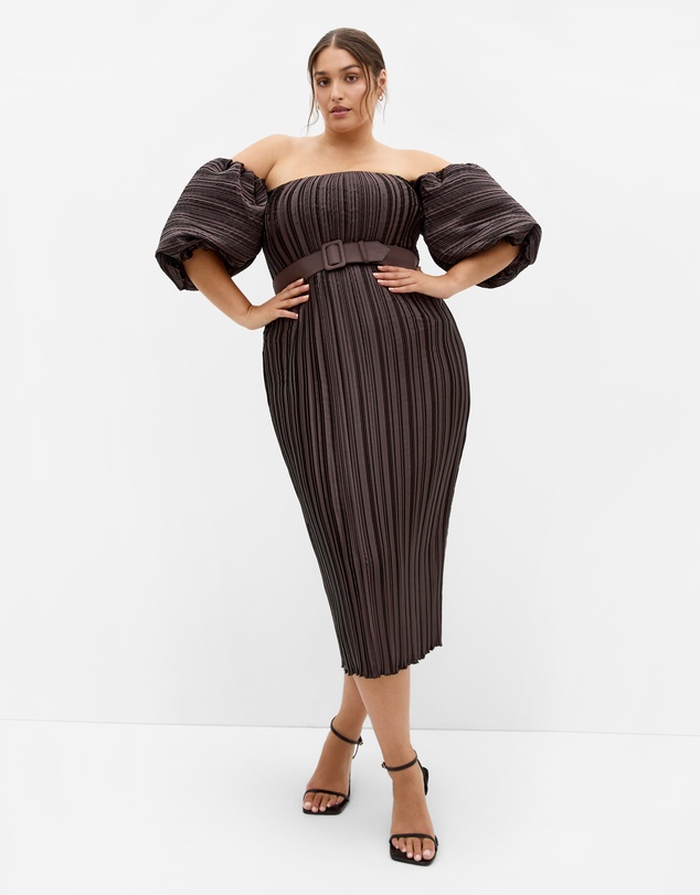 City Chic - Krista Pleat Midi Dress