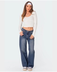 EDIKTED - Nat Ruched V Neck Top
