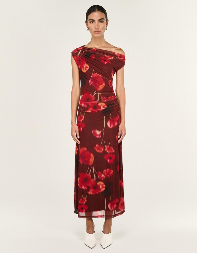 Staple the Label - Vivi Mesh Asymmetrical Midi Dress