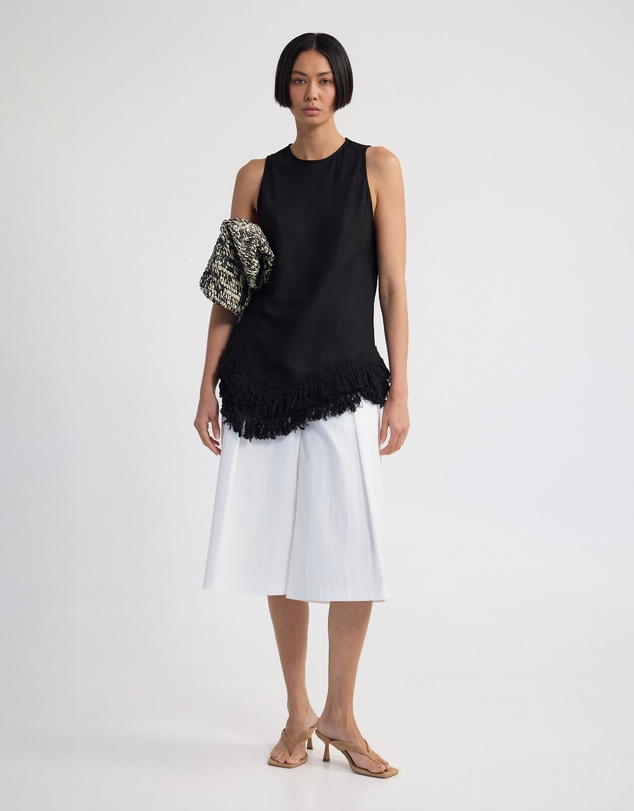 Oxford - Eloise Fringe Trim Linen Blend Top