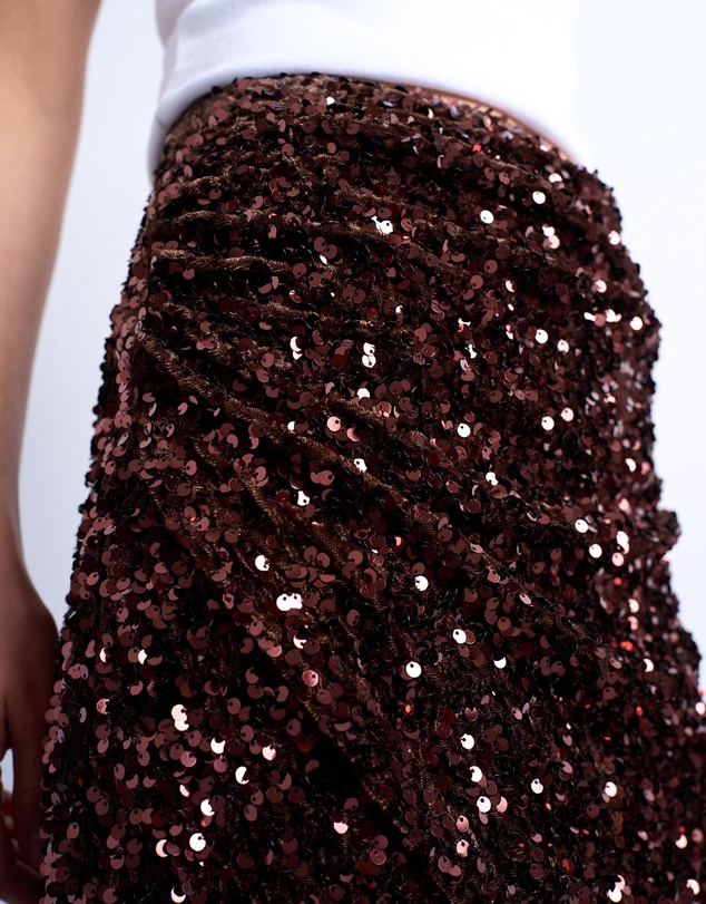 TOPSHOP - Velvet Sequin Drape Mini Skirt