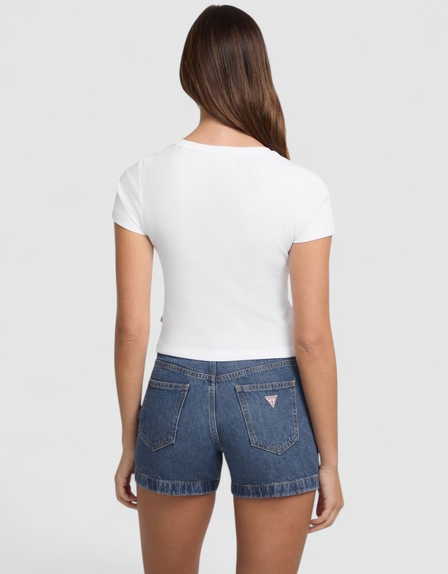 GUESS Jeans - GUESS JEANS Short Sleeve Snap Embroidered Slim Top