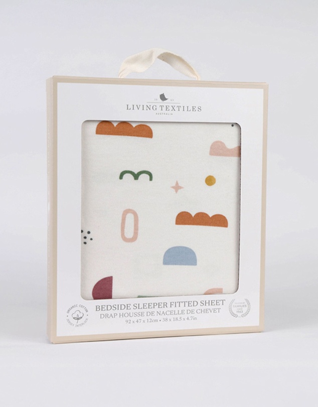 Living Textiles - Organic Jersey Bedside Sleeper Fitted Sheet - Geo Mod 1 Pack