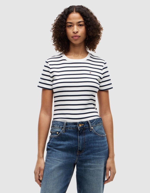 Tommy Hilfiger - Flag Embroidery Ribbed Slim T-Shirt