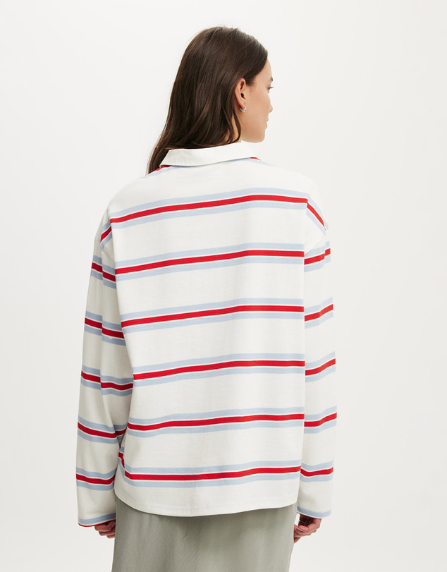 Cotton On - Oversized Long Sleeve Graphic Polo