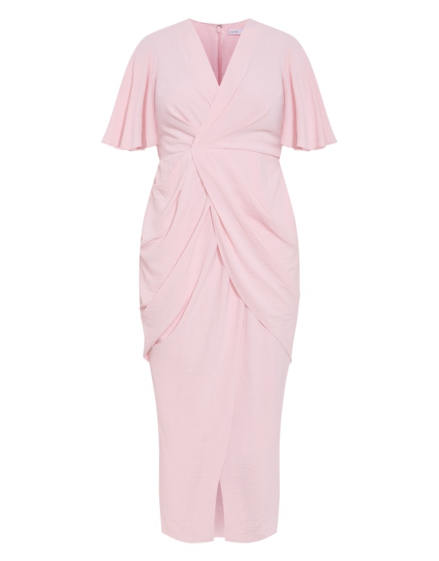 City Chic - Plus size Braelynn Drape Maxi Dress - heavenly pink