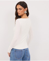Calli - Mia Draped Long Sleeve Jersey Top