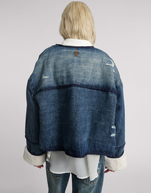 ONE TEASPOON - Teddy Cropped Denim Jacket - Boys Club Blue