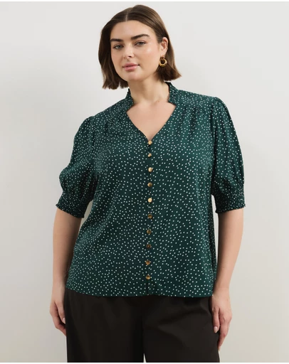 Atmos&Here Curvy - Brodie Puff Sleeve Blouse